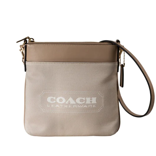 Coach Women’s Kitt Messenger Crossbody With Coach Badge – Chalk Taupe