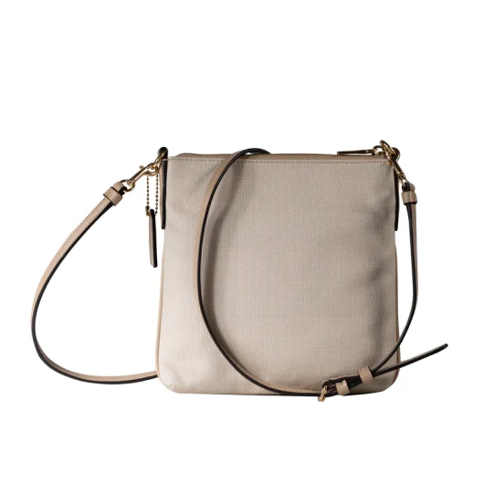 Coach Women’s Kitt Messenger Crossbody With Coach Badge – Chalk Taupe