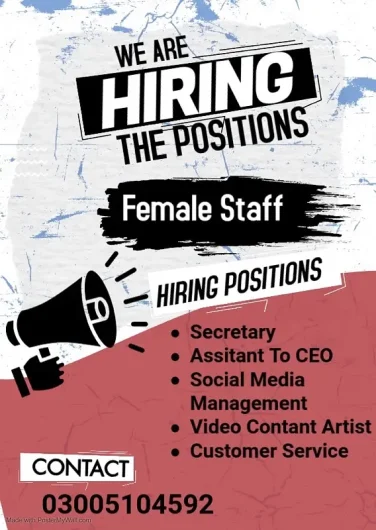 Female assistant | social media handler | video content creator urgent F-10 Markaz, Islamabad