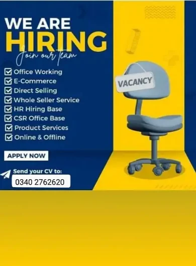 Our office searching males and females for office work 0340 2762620 Nazimabad 3, Karachi