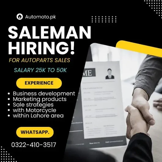 NEED EXPERIENCED SALES STAFF McLeod Road, Lahore