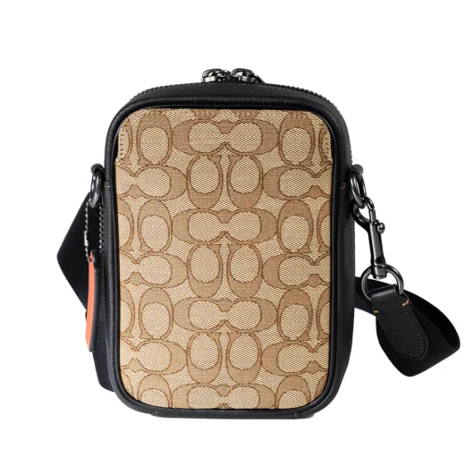 Coach Men’s Stanton Crossbody In Signature Jacquard – Khaki / Black Multi