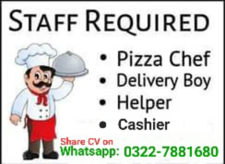 Cashier, Riders, Kitchen helper jobs Johar Town, Lahore