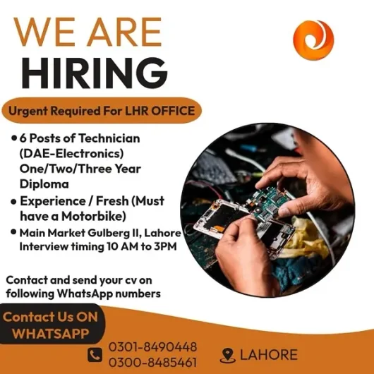 6Post Service Engineer and Technician Gulberg 2, Lahore