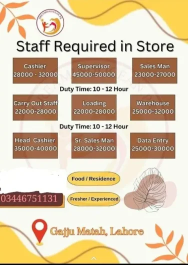 staff ki zarort h lhr ma Wahdat Road, Lahore