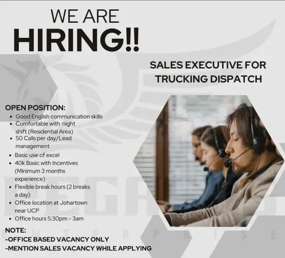 Outbound International Sales Representatives (Truck Dispatch) Johar Town, Lahore