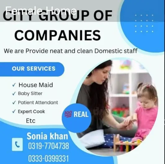 Need 24/7 hours female housemaid, babysitter, patient Attendant Clifton, Karachi