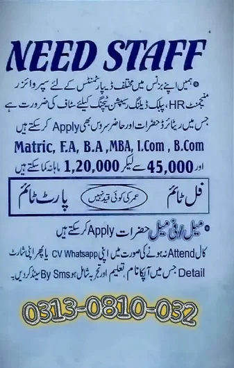 provide jobs (STS) Pakistan Town, Islamabad