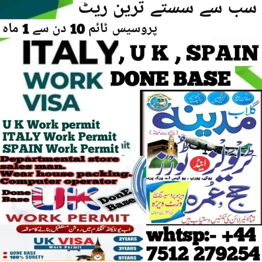 Entry in Europe 5 Day In(Italy,spain,Canada,Australia) Payment & reach Punjab, Pakistan