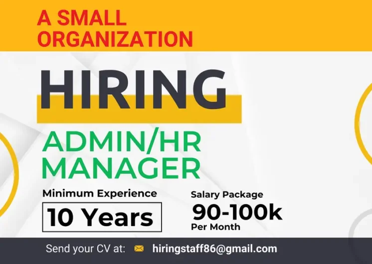 HR/Admin Manager Garden Town Main Boulevard, Lahore