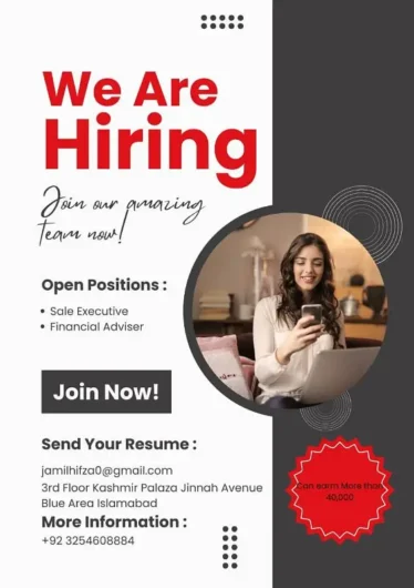 “Join our dynamic team” Blue Area, Islamabad