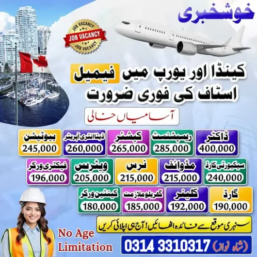Canada Job / Jobs in Canada / vacancies Available Amin Town, Faisalabad