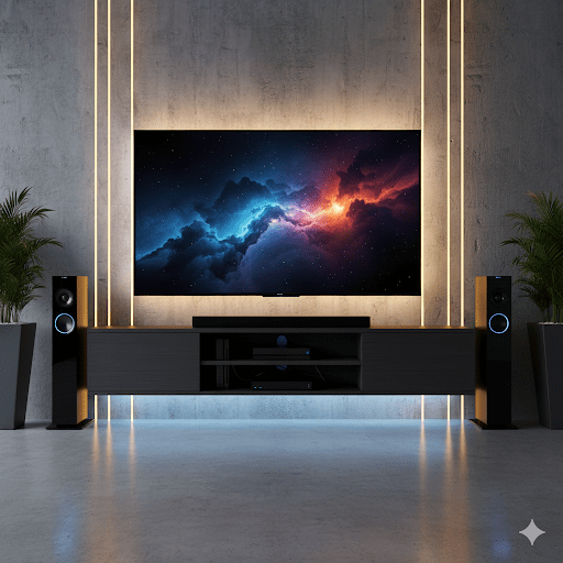 Modern Entertainment System with LED Backlighting