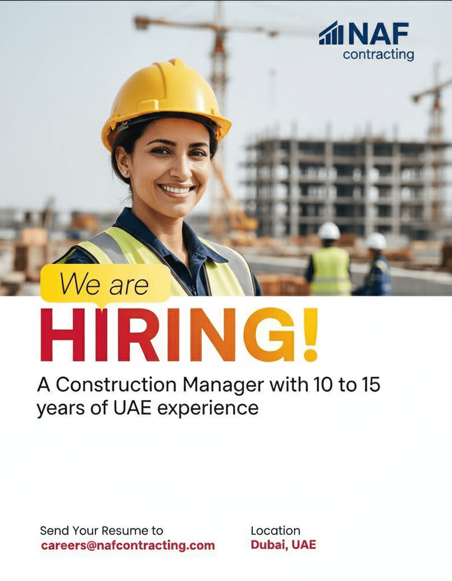 Construction manager with 10 to 15 year UAE experience