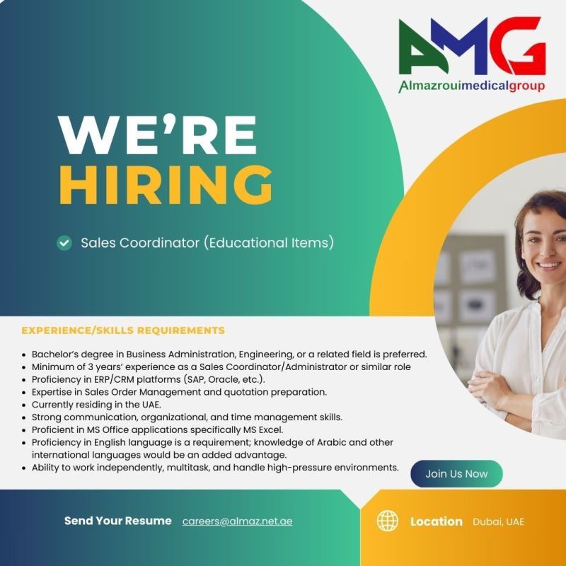 Sales coordinator for Alamazorioumedical group