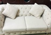 Elegant Cream Tufted Sofa For Sale